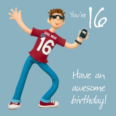 16 cumpleaños tarjeta de cumpleaños numerada masculina