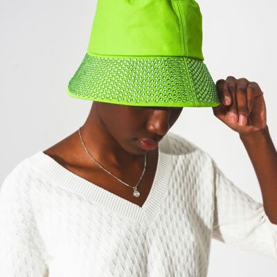 Sombrero de pescador con detalles de strass en verde
