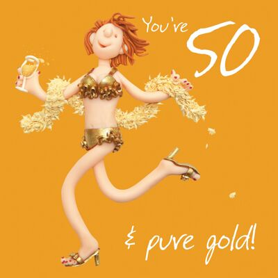 50 tarjeta de cumpleaños numerada de oro puro femenino