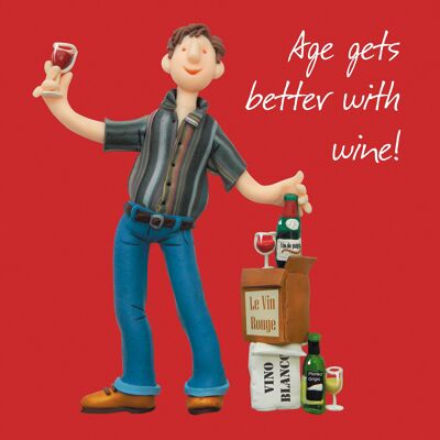 L'âge s'améliore avec la carte d'anniversaire de vin