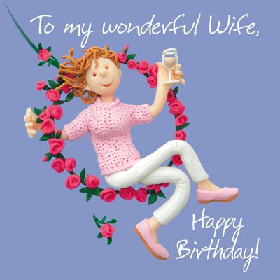Wonderful Wife Roses birthday card