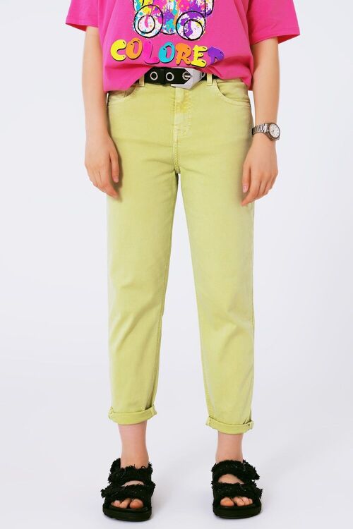 Relaxed Basic Jeans in Lime Green