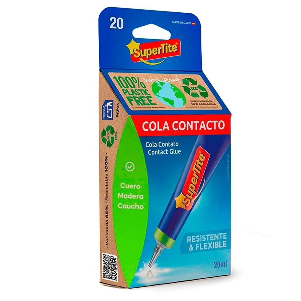 Colla per contatti supertite 20 CC.  Colla per contatti, colla per pelle, legno di gomma.  Resistente e Flessibile.