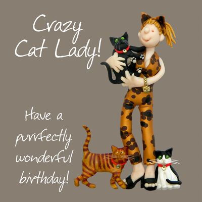 Carte d'anniversaire Crazy Cat Lady