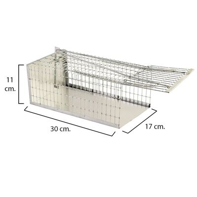 Trappola per topi completa con gabbia in metallo 30 x 17 x 11 cm.