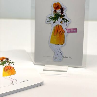 Cartolina di Pasqua con adesivo carota - Cartolina di Pasqua con adesivo