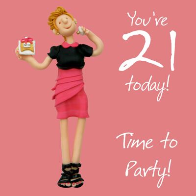 21 Time to Party nummerierte Geburtstagskarte