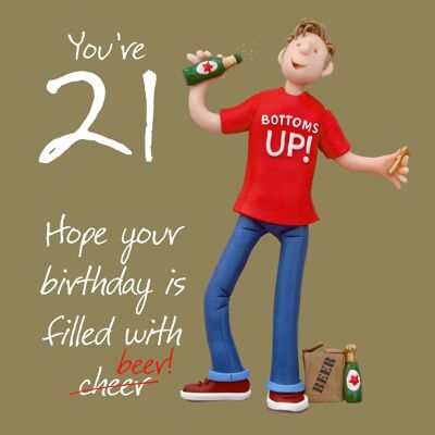 21 Lleno de cerveza tarjeta de cumpleaños numerada