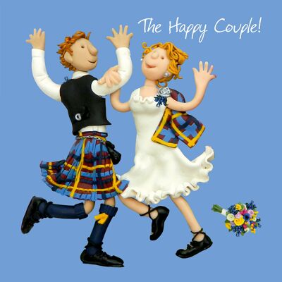 La pareja feliz - tarjeta de boda escocesa