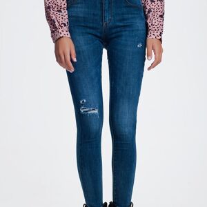 Jean skinny déchiré en denim bleu