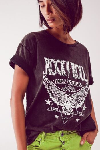T-shirt graphique Rock n Roll - Noir 1