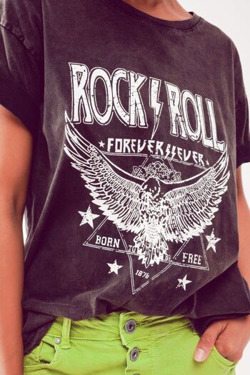 T-shirt graphique Rock n Roll - Noir 4