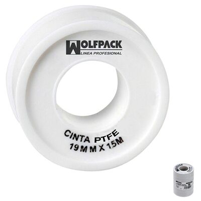 Wolfpack PTFE-Band 19 mm. x 50 m. Dick. (Packung mit 5 Rollen)