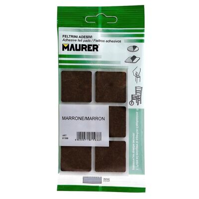 Adhesive Felt 30 x 30 mm (Blister 6 Pieces) Brown