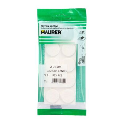 Adhesive Felt "24 mm. (Blister 8 Pieces) White