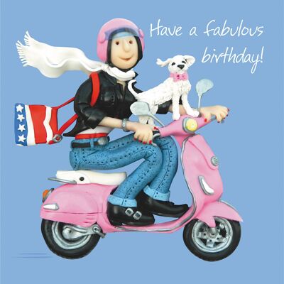 Cumpleaños fabuloso - tarjeta de cumpleaños de scooter