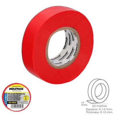 Red Professional Insulating Tape Thickness 0.13mm.  Width 19 mm. Roll of 25 Meters Electrician's Tape, Cable Insulating Tape