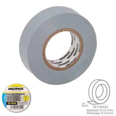 Gray Professional Insulating Tape Thickness 0.13mm.  Width 19 mm. Roll of 25 Meters Electrician's Tape, Cable Insulating Tape