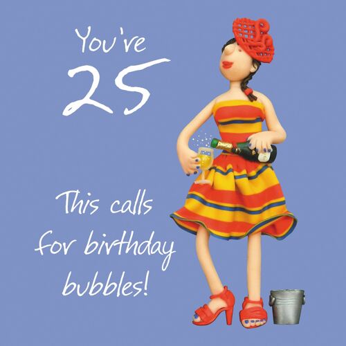 25th Birthday Bubbles numbered birthday card