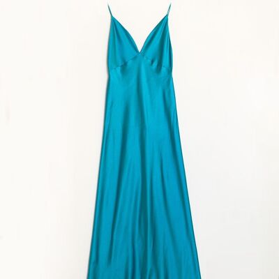 Satin Maxi Dress with Spaghetti Straps