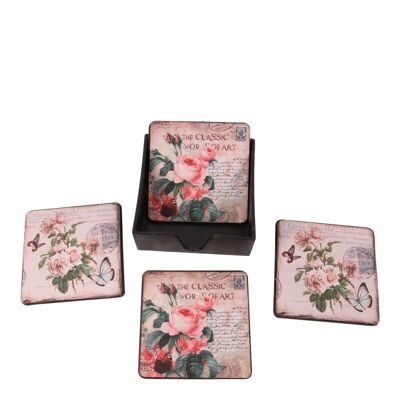 Coasters square 11 cm Flowers ASS/2 A