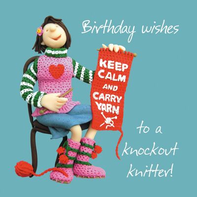 Tarjeta de cumpleaños Knockout Knitter