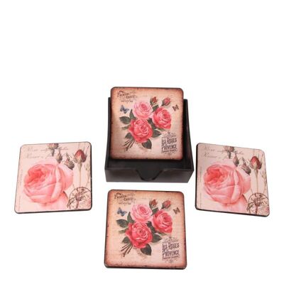 Coasters square 11 cm Flowers ASS/2 B