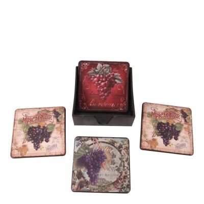 Coasters square 11 cm Grapes ASS/4