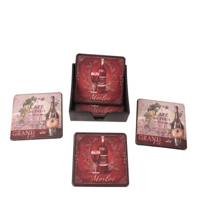 Coasters square 11 cm Wine ASS/2