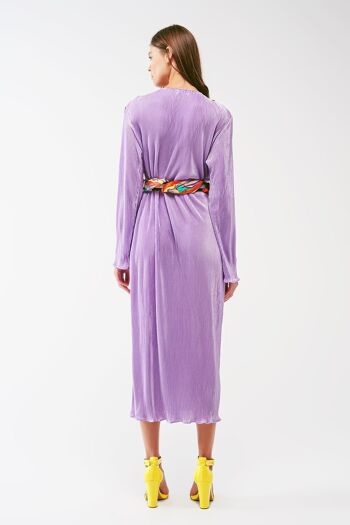 Robe plissée en satin avec détail portefeuille, lilas 2