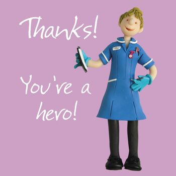 Carte de remerciement infirmière héros