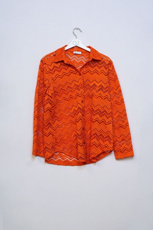 Shirt In Zigzag Pointelle in orange