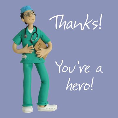 Carte de remerciement Hero Doctor