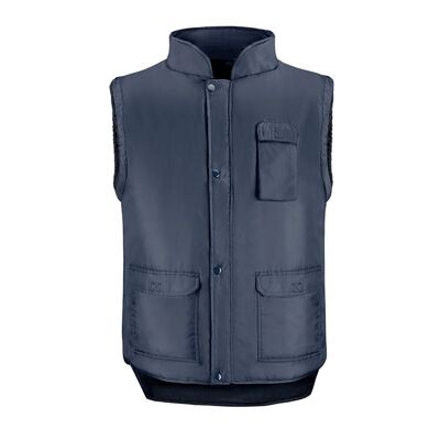 Gilet multi-poches bleu Xl, gilet en polyester avec 3 poches extérieures et une intérieure, gilet de travail, gilet de travail
