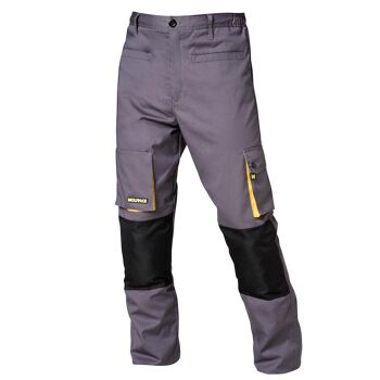 Pantalon de Travail Long, Multi-poches, Résistant, Genou renforcé, Gris/Jaune Taille 38/40 S