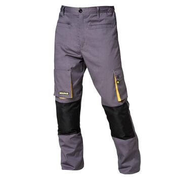 Pantalon de Travail Long, Multi-poches, Résistant, Genou renforcé, Gris/Jaune Taille 58/60 XXXL