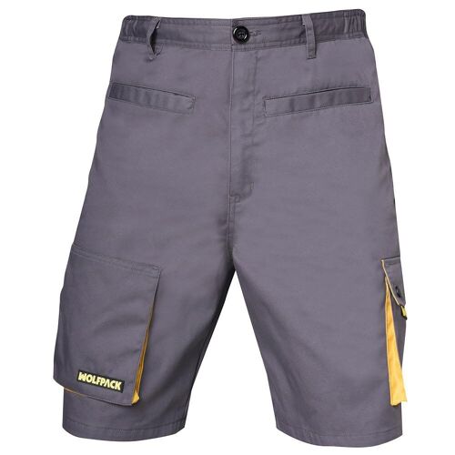 Pantalones Cortos DeTrabajo,  Multibolsillos,  Resistentes,  Gris/Amarillo Talla 46/48 L