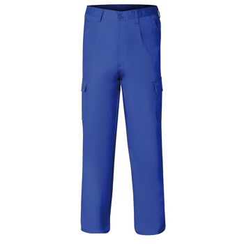 Pantalon de travail long, coloris bleu, multi-poches, résistant, taille 42