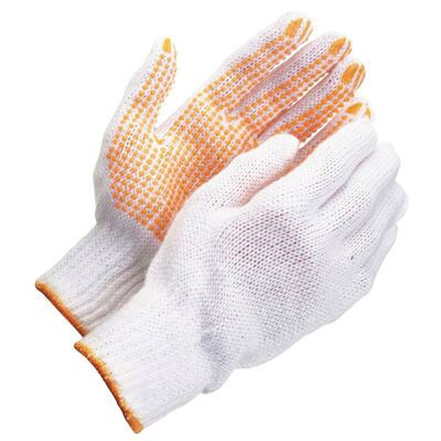 Gants en coton jaunes à pois en PVC 10" (la paire)