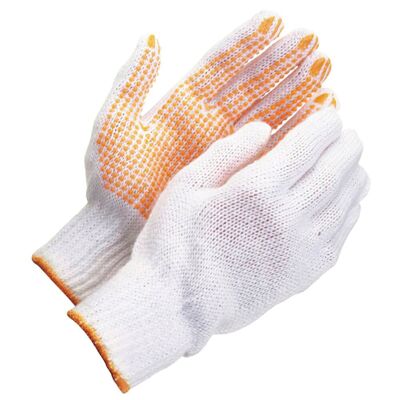 Cotton Gloves Yellow PVC Dots 10" (Pair)