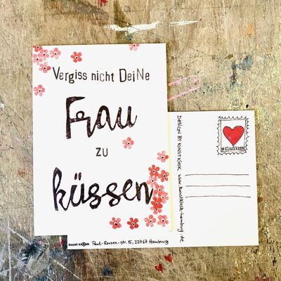 Carte postale déclaration d'amour "N'oublie pas d'embrasser ta femme"