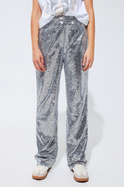 Silver sequin trouser