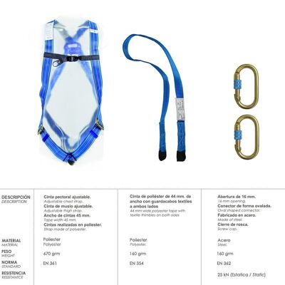 Fall Protection Harness Safety Kit No. 1 (4 pieces) EN361