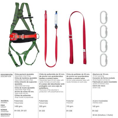 Fall Protection Harness Safety Kit No. 2 (7 pieces) EN361