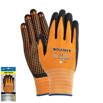Nylon Gloves With Foam Palm and Nitrile Touch Points 6" (Pair)