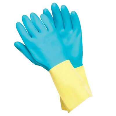 Zweifarbige Handschuhe aus Neopren/Latex, Größe S (Paar)