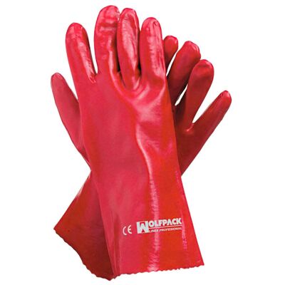 Red PVC Gloves 35 cm. (Pair)