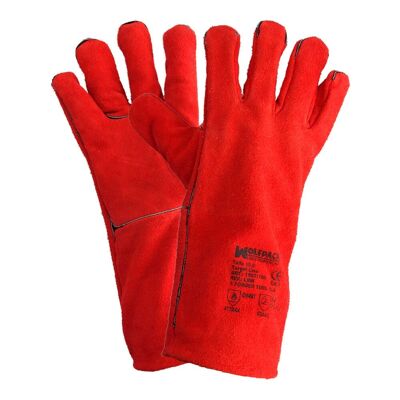 Dense Red Long Welding Gloves (Pair)