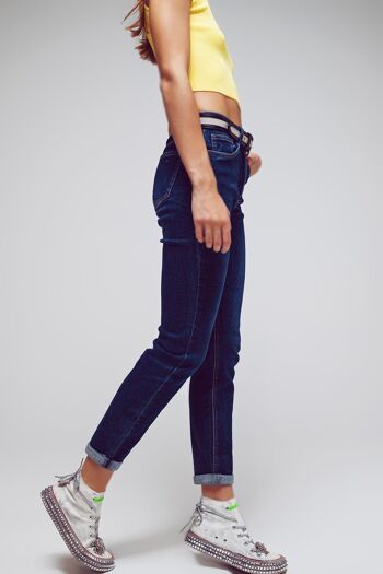 Jean coupe skinny en bleu délavé moyen 4