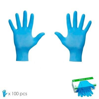 Disposable Nitrile Gloves Size M Box 100 Units, Powder Free, CE Approved, Textured, Dispenser Box.